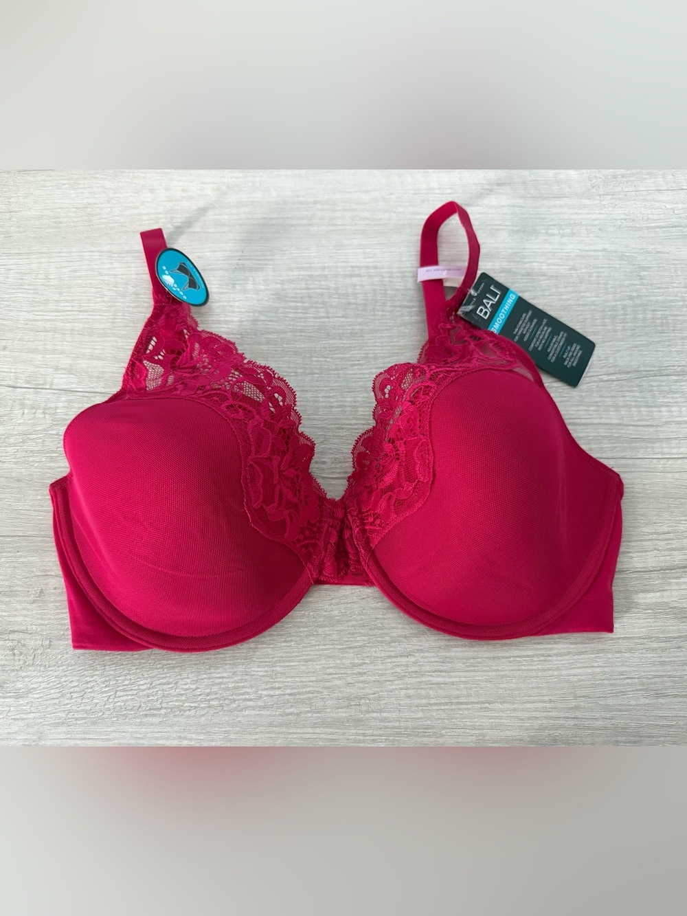 Bali Women's Red One Smooth U Comfort Stretch Lace Underwire Bra DF0084 Size 36D